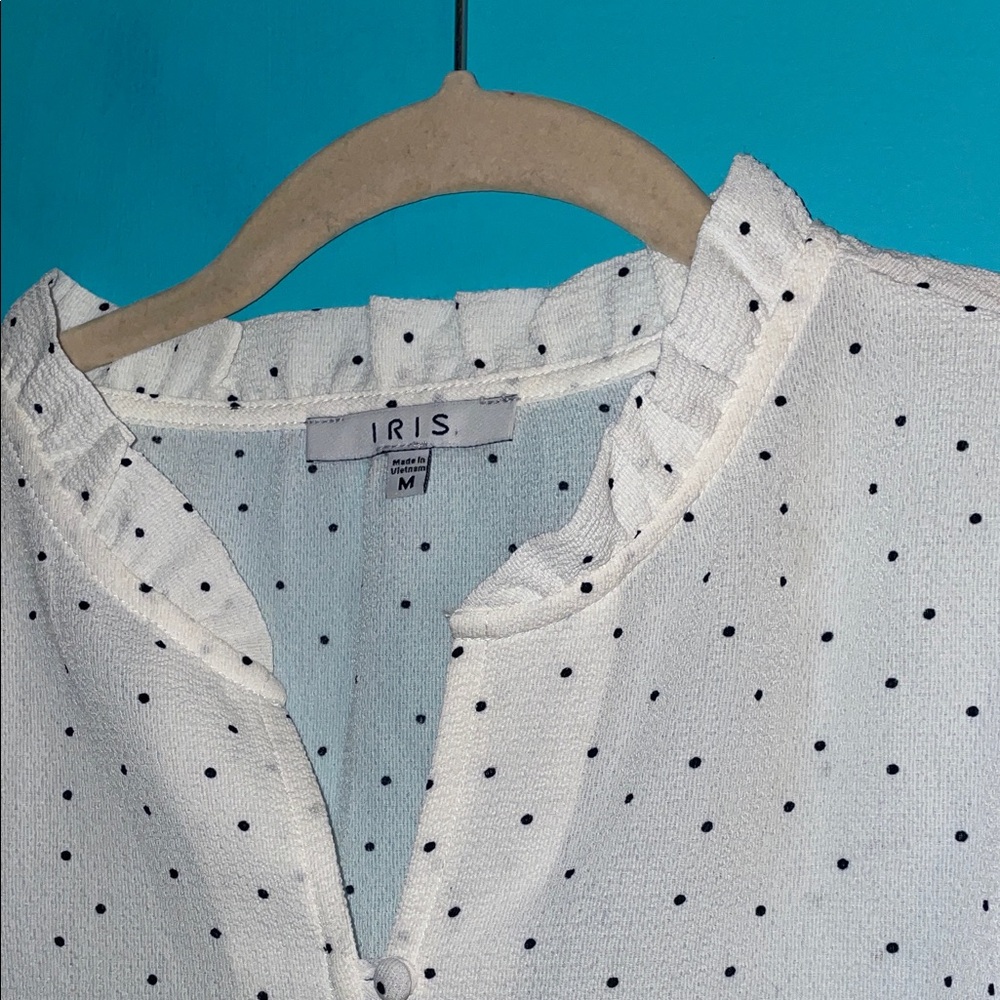 Iris White Blouse with Black Dots
